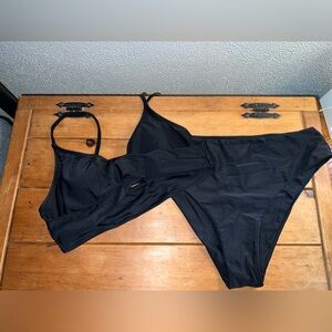 Classic Black Bikini with Adjustable Halter Top